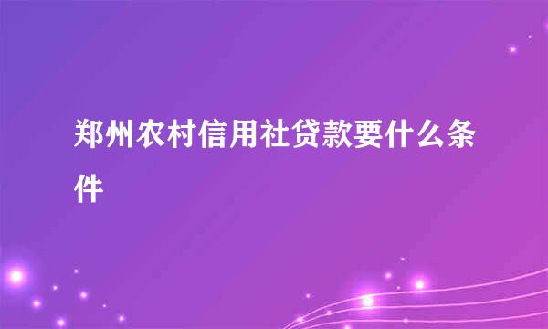 郑州农村信用社贷款要什么条件