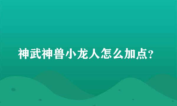 神武神兽小龙人怎么加点？