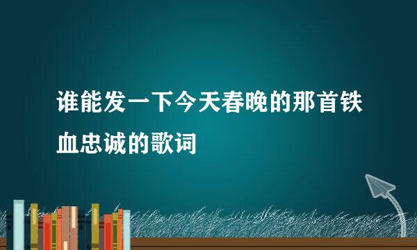 谁能发一下今天春晚的那首铁血忠诚的歌词