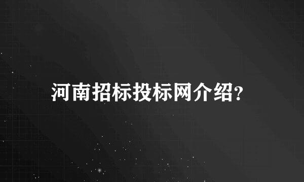 河南招标投标网介绍？