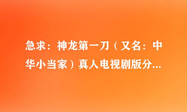 急求：神龙第一刀（又名：中华小当家）真人电视剧版分集介绍？