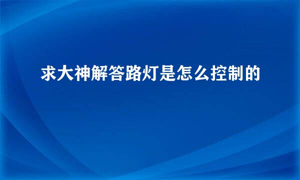 求大神解答路灯是怎么控制的