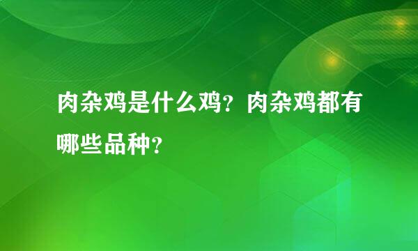 肉杂鸡是什么鸡？肉杂鸡都有哪些品种？