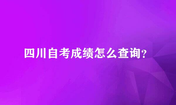 四川自考成绩怎么查询？