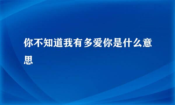 你不知道我有多爱你是什么意思