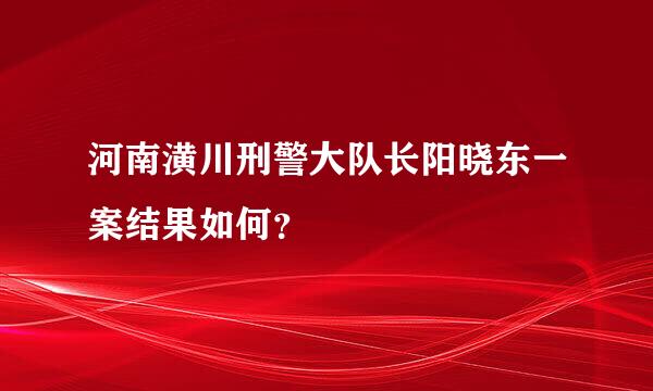 河南潢川刑警大队长阳晓东一案结果如何？