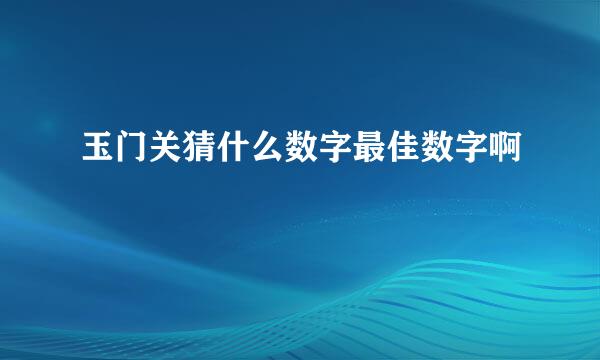 玉门关猜什么数字最佳数字啊