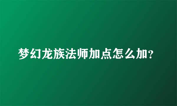 梦幻龙族法师加点怎么加？