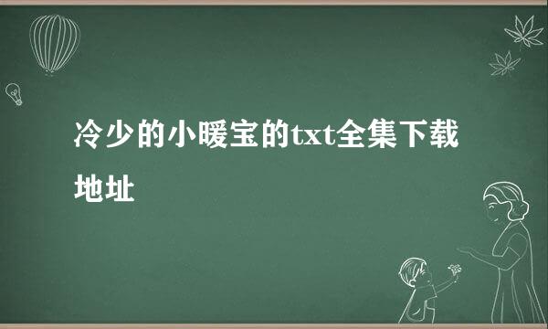 冷少的小暖宝的txt全集下载地址