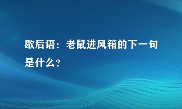 歇后语：老鼠进风箱的下一句是什么？