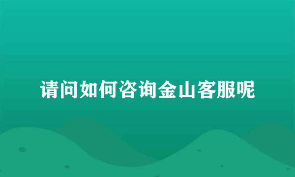 请问如何咨询金山客服呢