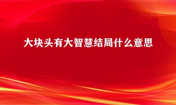 大块头有大智慧结局什么意思