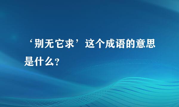 ‘别无它求’这个成语的意思是什么？