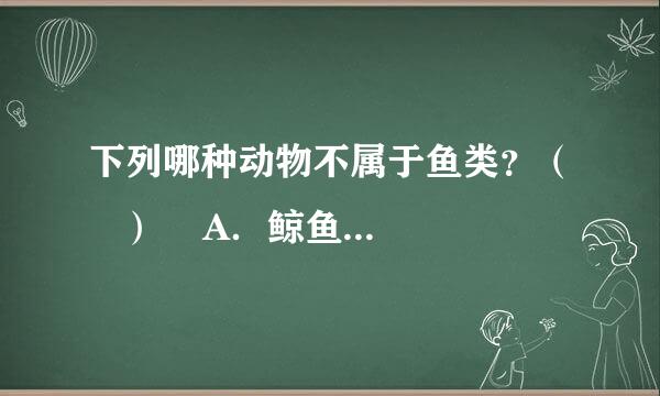 下列哪种动物不属于鱼类？（   ）    A．鲸鱼  B．鲫鱼  C．带鱼  D．鲨