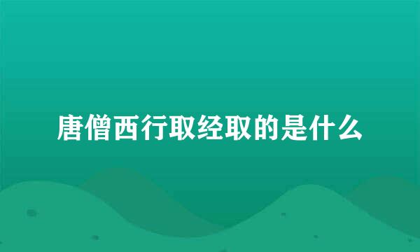 唐僧西行取经取的是什么