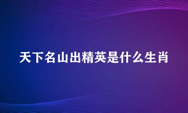 天下名山出精英是什么生肖