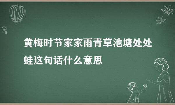 黄梅时节家家雨青草池塘处处蛙这句话什么意思