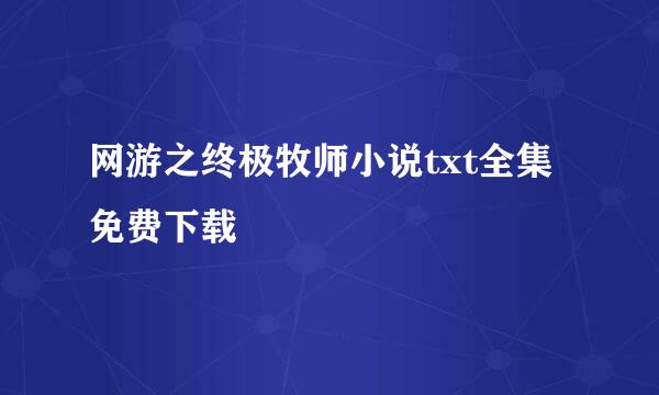 网游之终极牧师小说txt全集免费下载