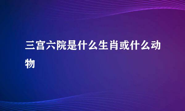 三宫六院是什么生肖或什么动物