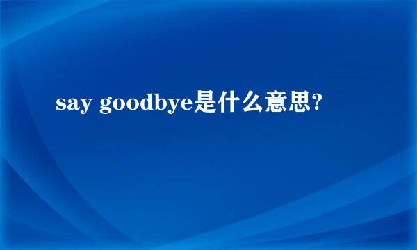 say goodbye是什么意思?