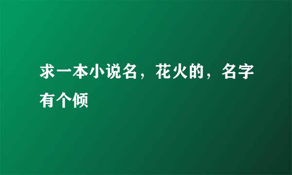 求一本小说名，花火的，名字有个倾