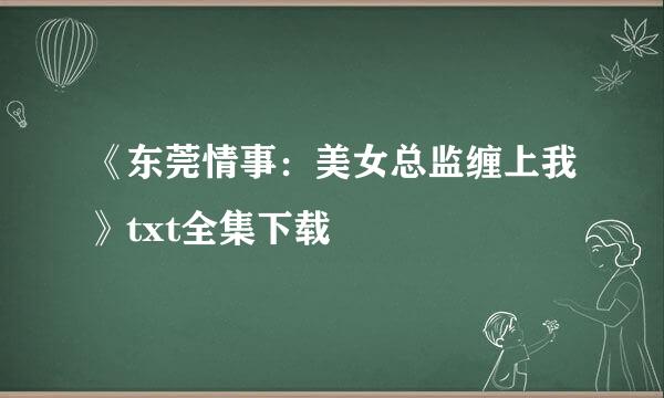 《东莞情事：美女总监缠上我》txt全集下载