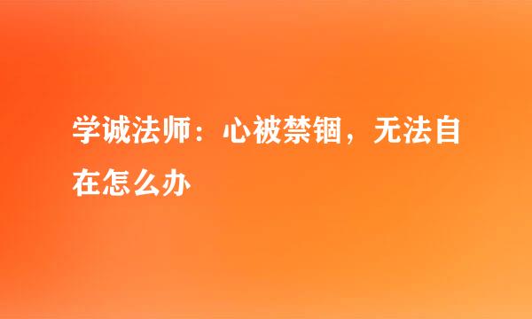 学诚法师：心被禁锢，无法自在怎么办