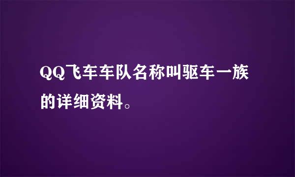 QQ飞车车队名称叫驱车一族的详细资料。