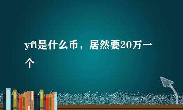 yfi是什么币，居然要20万一个