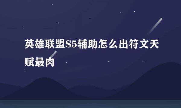 英雄联盟S5辅助怎么出符文天赋最肉