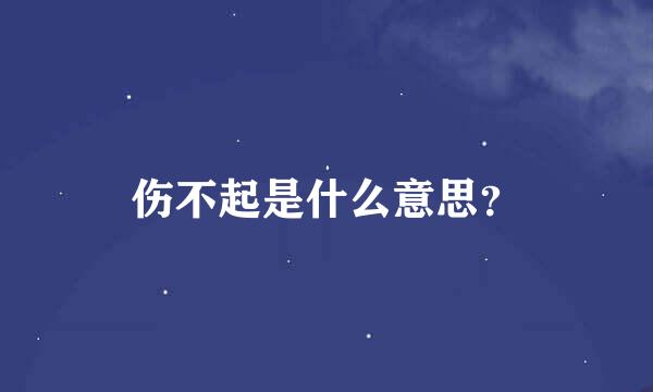 伤不起是什么意思？