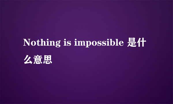 Nothing is impossible 是什么意思