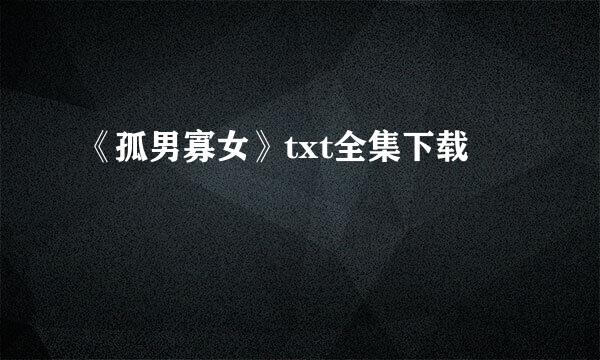 《孤男寡女》txt全集下载