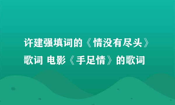 许建强填词的《情没有尽头》歌词 电影《手足情》的歌词