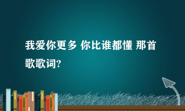 我爱你更多 你比谁都懂 那首歌歌词?