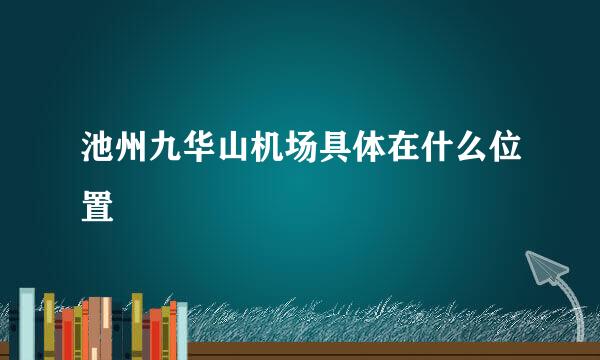 池州九华山机场具体在什么位置