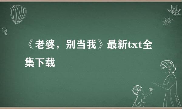 《老婆，别当我》最新txt全集下载