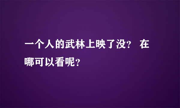 一个人的武林上映了没？ 在哪可以看呢？