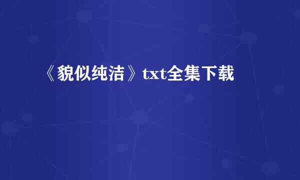 《貌似纯洁》txt全集下载