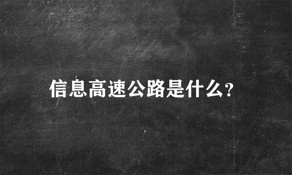 信息高速公路是什么？