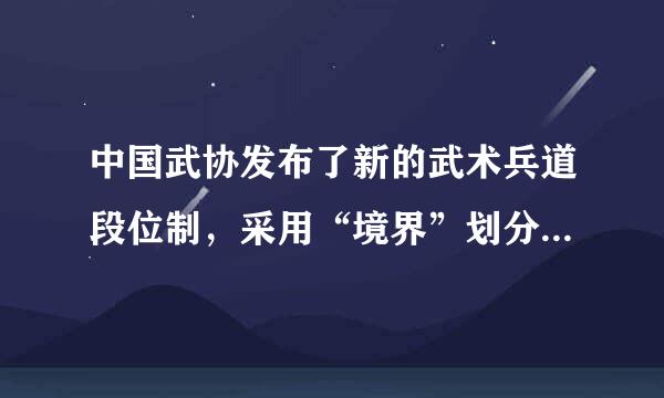 中国武协发布了新的武术兵道段位制，采用“境界”划分级别，最高级别叫“天枢境”