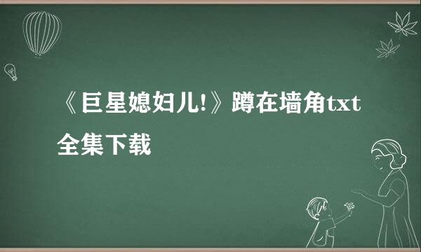 《巨星媳妇儿!》蹲在墙角txt全集下载