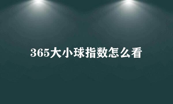 365大小球指数怎么看