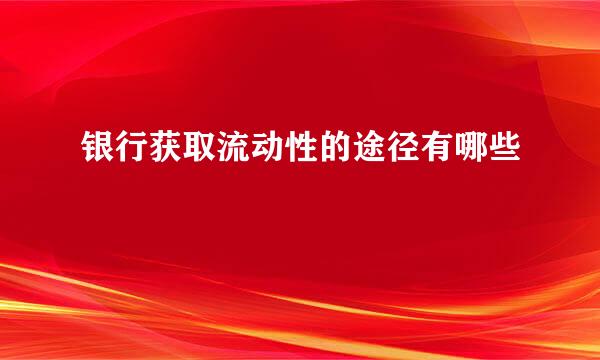 银行获取流动性的途径有哪些