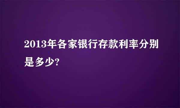 2013年各家银行存款利率分别是多少?