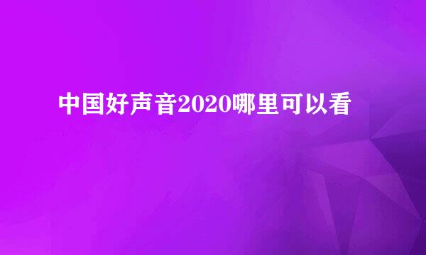 中国好声音2020哪里可以看