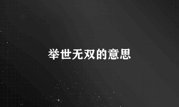 举世无双的意思