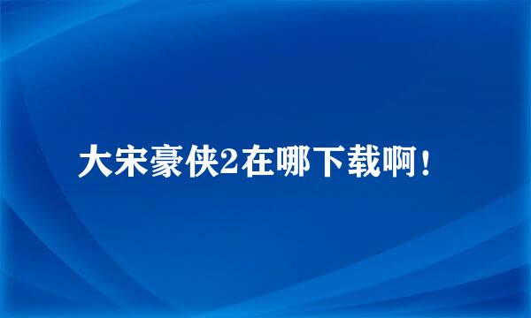 大宋豪侠2在哪下载啊！