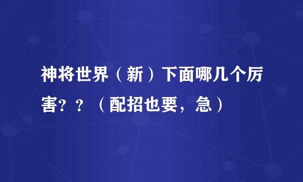 神将世界（新）下面哪几个厉害？？（配招也要，急）