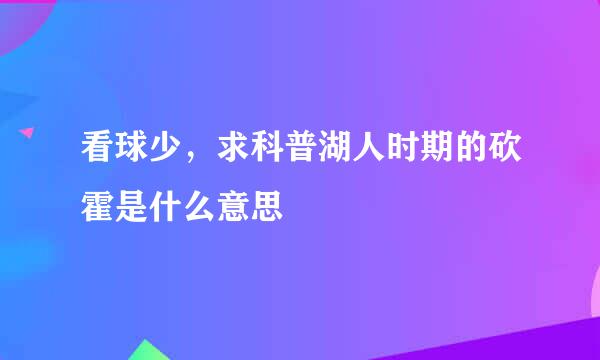 看球少，求科普湖人时期的砍霍是什么意思